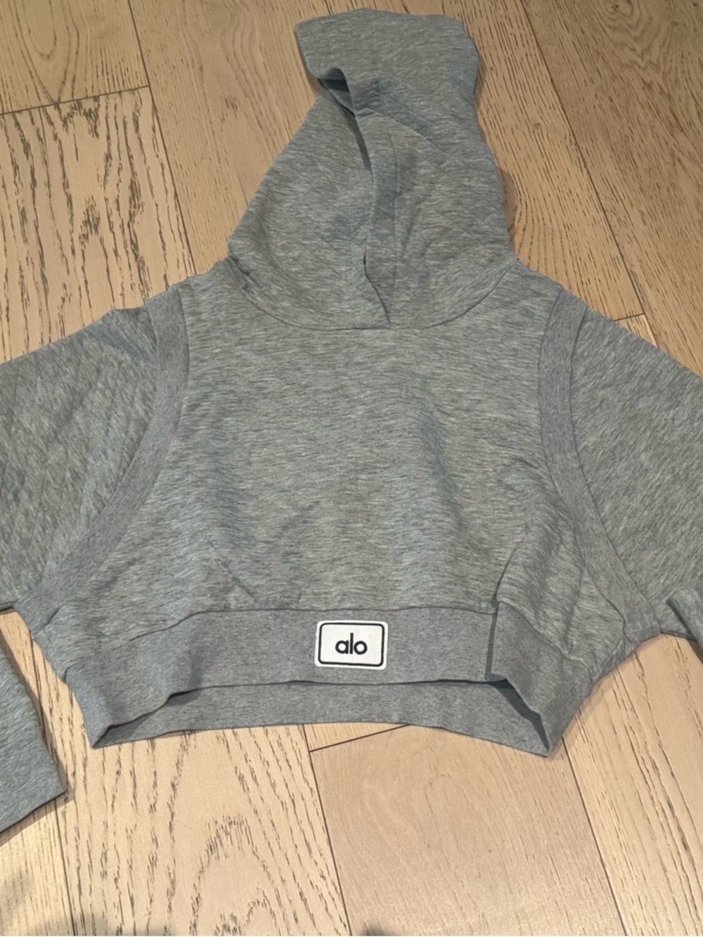 ALO Yoga Light Heather Gray Cropped Hoodie